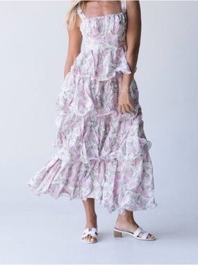 Floral Pink Tiered Maxi Dress